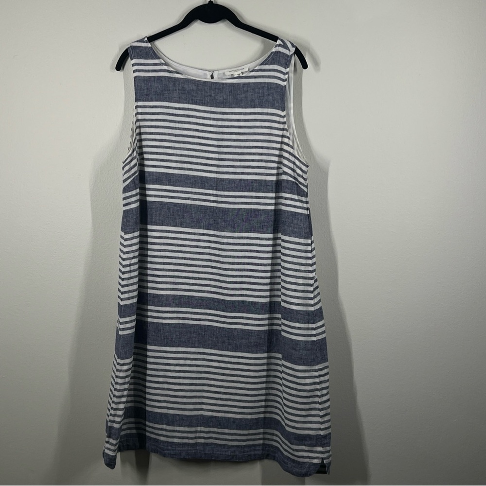 Beach Lunch Lounge Blue and White Striped Tank Travel Vacation Summer Dress